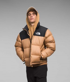 Beige / Black The North Face 1996 Retro Nuptse Men's Puffer Jacket | MALAYSIA GIRMUO