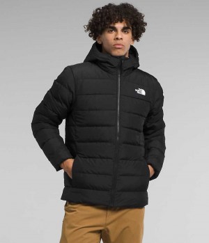 Black The North Face Aconcagua 3 Hoodie Men's Puffer Jacket | MALAYSIA FRZQXE