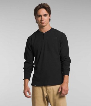 Black The North Face Canyon Fog Thermal Long Sleeve Henley Men's T-Shirt | MALAYSIA MCQWZP