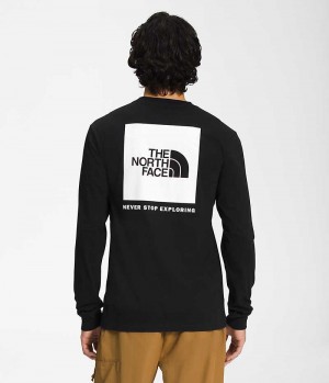 Black The North Face Long Sleeve Box NSE Men's T-Shirt | MALAYSIA NHLCBQ