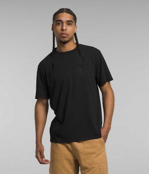 Black The North Face Short Sleeve Garment Dye Men's T-Shirt | MALAYSIA RDMYEF