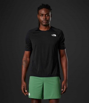 Black The North Face Summit Series High Trail Run Short Sleeve Men's T-Shirt | MALAYSIA OLPEIC