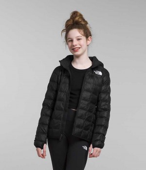 Black The North Face ThermoBall™ Hooded Girls' Puffer Jacket | MALAYSIA NGSPBJ