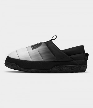 Black / White The North Face Nuptse Men's Mules | MALAYSIA LOMVAT