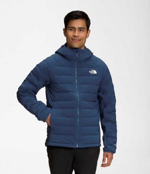 Blue The North Face Belleview Stretch Hoodie Men's Puffer Jacket | MALAYSIA FJSUYV