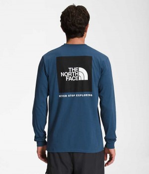 Blue The North Face Long Sleeve Box NSE Men's T-Shirt | MALAYSIA DARVFI