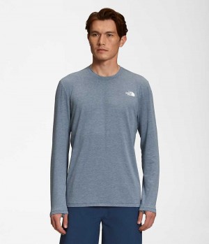 Blue The North Face Wander Long Sleeve Men's T-Shirt | MALAYSIA GQKHZP