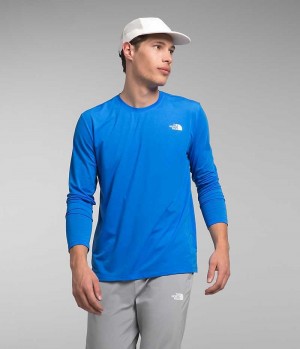 Blue The North Face Wander Long Sleeve Men's T-Shirt | MALAYSIA ZKYQRE