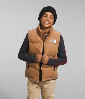 Brown The North Face 1996 Retro Nuptse Boys' Vest | MALAYSIA FTBKLH