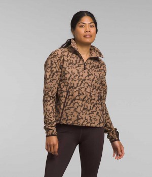 Brown The North Face Alpine Polartec® 100 ¼-Zip Cowl Women's Sweatshirt | MALAYSIA JYPCOR