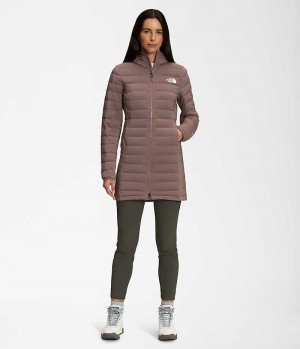 Brown The North Face Belleview Stretch Down Women's Coat | MALAYSIA ZKSLMA