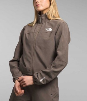 Brown The North Face Tekware™ Grid Full-Zip Women's Fleece Jacket | MALAYSIA IEFBQV