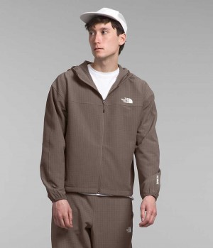 Brown The North Face Tekware™ Grid Hoodie Men's Fleece Jacket | MALAYSIA LJKMZB