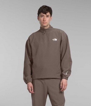 Brown The North Face Tekware™ Grid ¼-Zip Men's Pullover | MALAYSIA RIYQGP