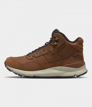 Brown The North Face Vals II Mid Leather Waterproof Men's Winter Boots | MALAYSIA XOUNWH