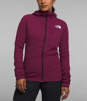 Burgundy The North Face Summit Series FUTUREFLEECE™ Full-Zip Hoodie Women's Fleece Jacket | MALAYSIA TIXBRQ