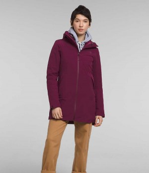 Burgundy The North Face ThermoBall™ Eco Triclimate® Women's Coat | MALAYSIA YAZWFL