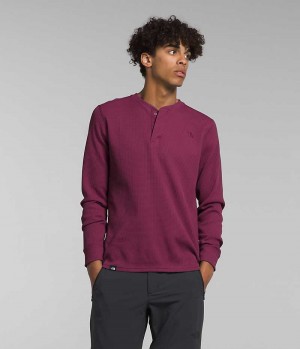 Fuchsia The North Face Canyon Fog Thermal Long Sleeve Henley Men's T-Shirt | MALAYSIA IALTRK