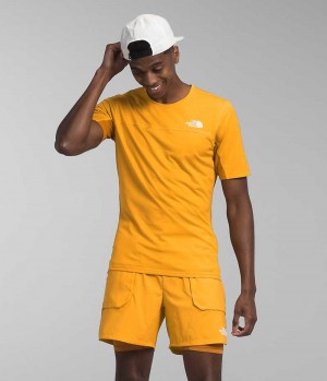 Gold The North Face Sunriser Short Sleeve Men's T-Shirt | MALAYSIA KQCBFH