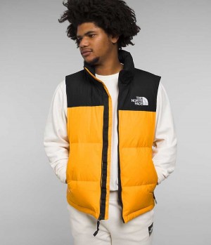 Gold / Black The North Face 1996 Retro Nuptse Men's Down Vest | MALAYSIA HEIZWM