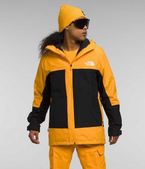 Gold / Black The North Face ThermoBall™ Eco Snow Triclimate® Men's Hooded Jacket | MALAYSIA DCMIPX