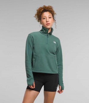 Green The North Face Alpine Polartec® 100 ¼-Zip Cowl Women's Sweatshirt | MALAYSIA PFKMWC