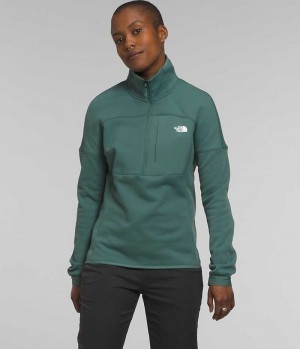 Green The North Face Canyonlands High Altitude ½-Zip Women's Sweatshirt | MALAYSIA MSHPKX