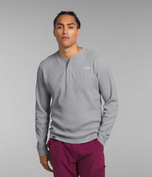 Grey The North Face Canyon Fog Thermal Long Sleeve Henley Men's T-Shirt | MALAYSIA MJPEIU