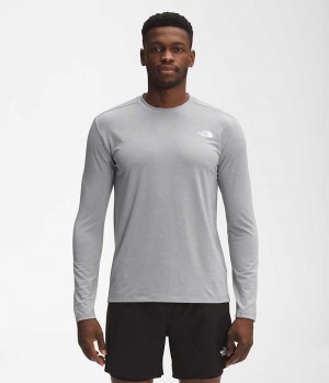 Grey The North Face Wander Long Sleeve Men's T-Shirt | MALAYSIA TQRXDB