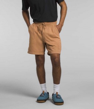 Khaki The North Face Garment Dye Fleece Men's Shorts | MALAYSIA JCLBAX