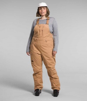 Khaki The North Face Plus Freedom Women's Bib Pants | MALAYSIA AHRKQE