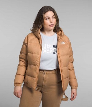 Khaki The North Face Plus Hydrenalite™ Hoodie Women's Puffer Jacket | MALAYSIA TKVLMP