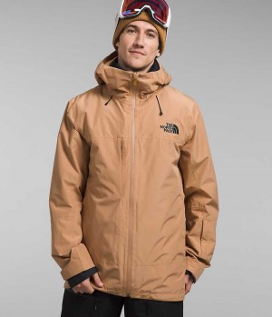 Khaki The North Face ThermoBall™ Eco Snow Triclimate® Men's Hooded Jacket | MALAYSIA PTQFIX