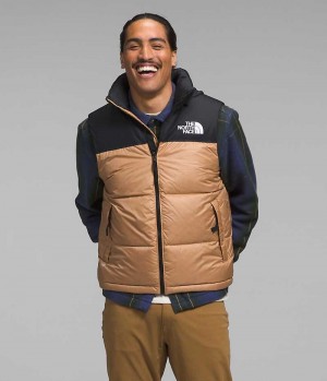 Khaki / Black The North Face 1996 Retro Nuptse Men's Down Vest | MALAYSIA FCDJSU