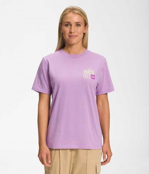 Lavender The North Face Short Sleeve Brand Proud Women's T-Shirt | MALAYSIA CWQSYR