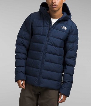 Navy The North Face Aconcagua 3 Hoodie Men's Puffer Jacket | MALAYSIA BFNHCV