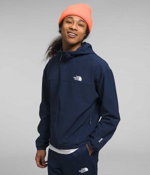 Navy The North Face Tekware™ Grid Hoodie Men's Fleece Jacket | MALAYSIA XHMAVF