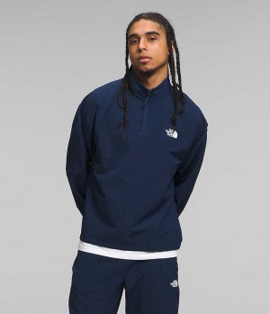 Navy The North Face Tekware™ Grid ¼-Zip Men's Pullover | MALAYSIA NIKMJC