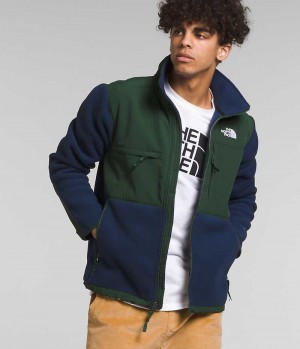 Navy / Green The North Face Denali Men's Fleece Jacket | MALAYSIA VRTQOX