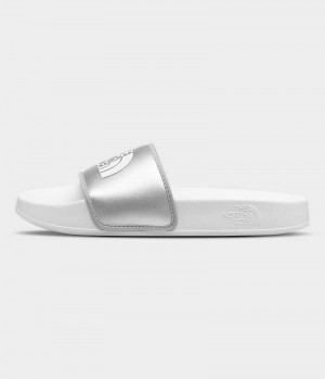 Silver / White The North Face Base Camp III Metallic Women's Slides | MALAYSIA KTCBSH