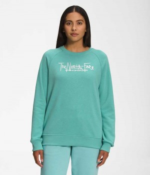 Turquoise The North Face Graphic Injection Crew Women's Pullover | MALAYSIA ZDBMGV