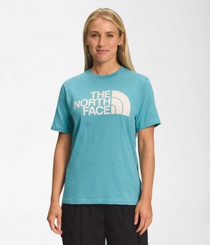 Turquoise The North Face Short Sleeve Half Dome Women's T-Shirt | MALAYSIA ALFDXH