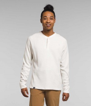 White The North Face Canyon Fog Thermal Long Sleeve Henley Men's T-Shirt | MALAYSIA TLOZHM