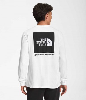 White The North Face Long Sleeve Box NSE Men's T-Shirt | MALAYSIA EJLKNC