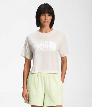 White The North Face Short Sleeve Half Dome Crop Women's T-Shirt | MALAYSIA EVKURT