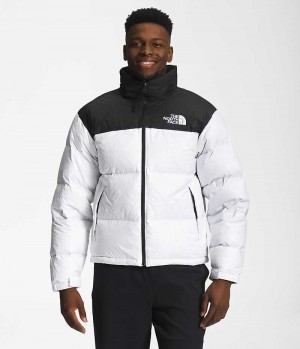 White / Black The North Face 1996 Retro Nuptse Men's Puffer Jacket | MALAYSIA DHZPMC