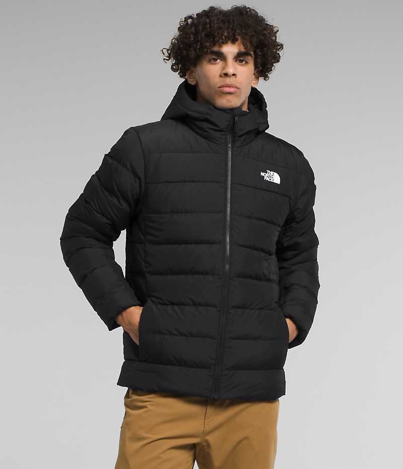 Black The North Face Aconcagua 3 Hoodie Men\'s Puffer Jacket | MALAYSIA FRZQXE