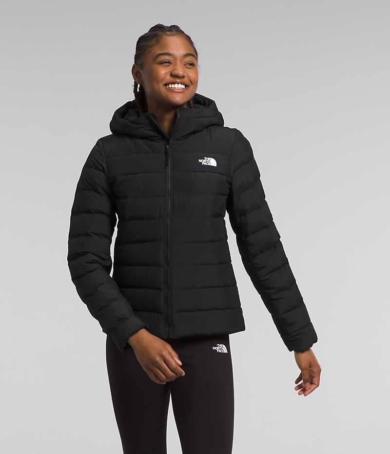 Black The North Face Aconcagua 3 Hoodie Women\'s Puffer Jacket | MALAYSIA ZWPEAJ