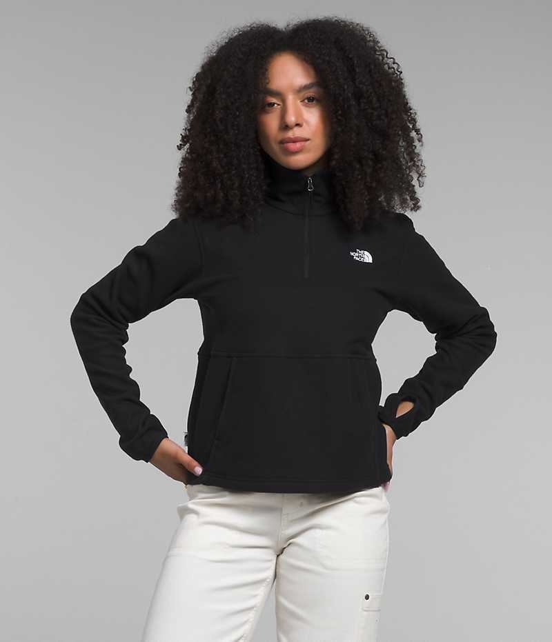 Black The North Face Alpine Polartec® 100 ¼-Zip Cowl Women\'s Sweatshirt | MALAYSIA OKBYQF