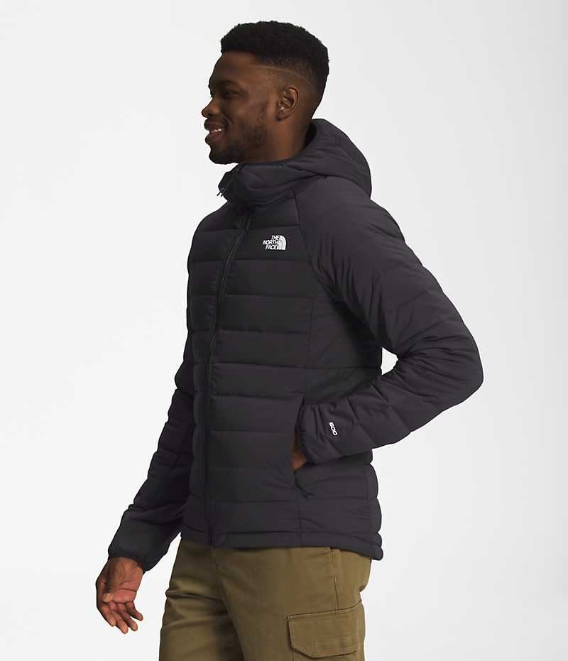 Black The North Face Belleview Stretch Hoodie Men's Puffer Jacket | MALAYSIA UIMJSR